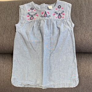 Carter's Blue Denim Top with Pink and Black Embroidery